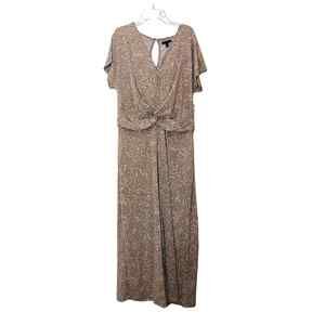 NWT Madison Womens Animal Print Romper Jumpsuit Wide Leg Relaxed Fit Coral XL